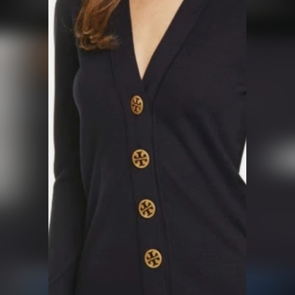 Tory Burch Dark Blue‎ Cardigan with Gold Buttons - Picture 5 of 9